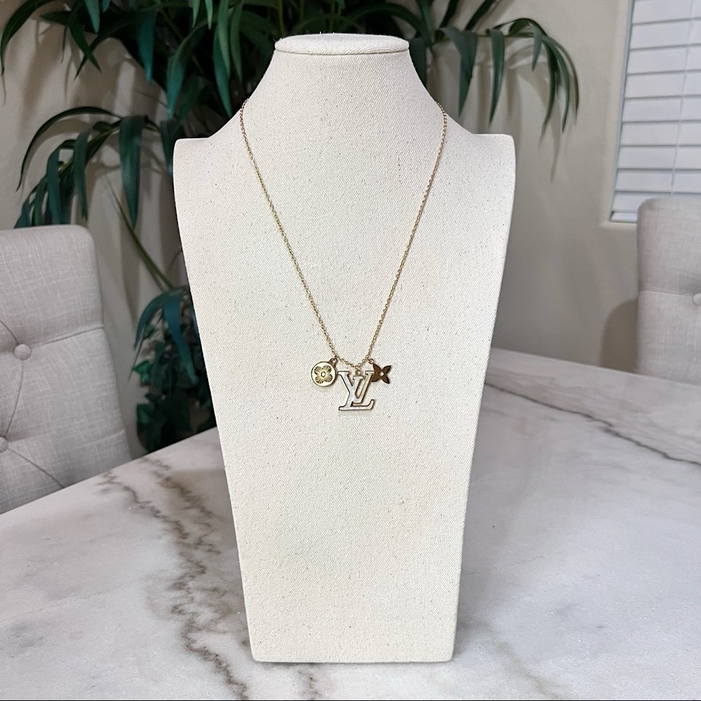 Louis Vuitton Gold & White Marble Necklace